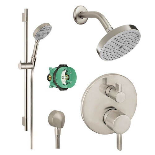 Hansgrohe KSH04447-04342-66BN Raindance Shower Faucet Kit with Handshower Wallbar PBV Trim with Diverter and Rough-in in Brushed Nickel