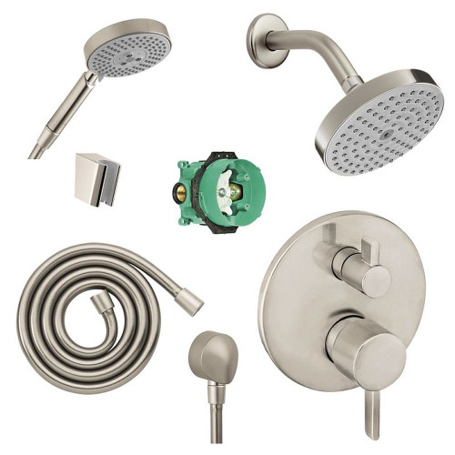 Hansgrohe KSH04447-27486-14BN Raindance Shower Faucet Kit with Handshower PBV Trim with Diverter and Rough-in in Brushed Nickel
