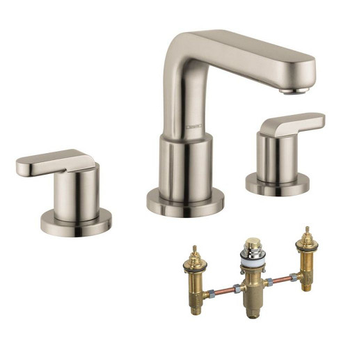 Hansgrohe KT31438-06607BN Metris S 2-Handle Roman Tub Faucet with Lever Handles and Rough-In in Brushed Nickel