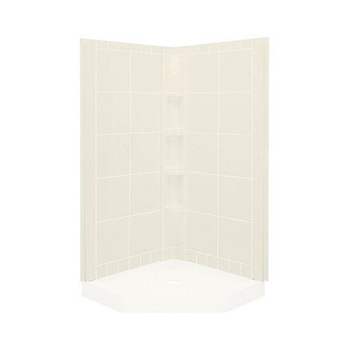 39-in W x 75-in H Corner Shower with Aging in Place Backerboards in Biscuit