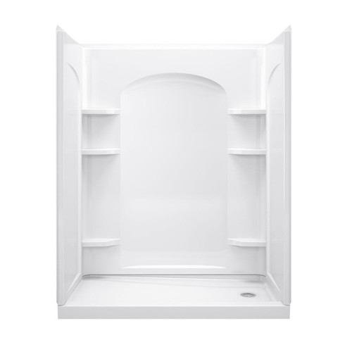 32-in W 60-in L x 74.5-in H 4-Piece Shower Stall with Age-in-Place Backers in White