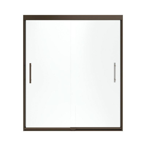 Frameless Sliding Shower Door 70.0625-in H x 56.625-59.625-in W with Frosted Glass in Deep Bronze