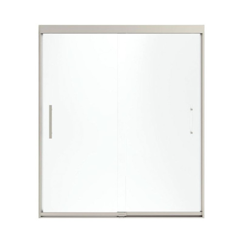 Frameless Sliding Shower Door 70.0625-in H x 56.625-59.625-in W with Frosted Glass in Brushed Nickel