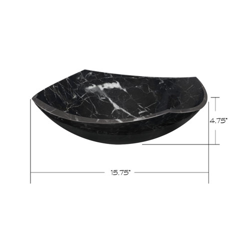 15-in Abstract Shaped Marble Vessel Sink in Black Marble