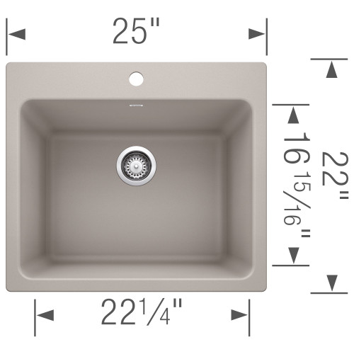 22-in x 25-in Granite 12-in Laundry Sink, in Truffle