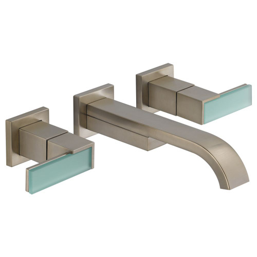 Wall-Mount Vessel Lavatory Faucet Less Handles in Brushed Nickel Finish, 1.2gpm Flow Rate