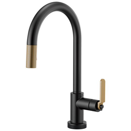 SmartTouch Pull-Down Faucet with Arc Spout and Industrial Handle in Matte Black/Luxe Gold Finish