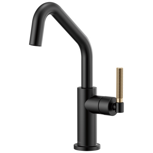Bar Faucet with Angled Spout and Knurled Handle in Matte Black/Luxe Gold Finish
