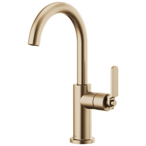 Bar Faucet with Arc Spout and Industrial Handle in Luxe Gold Finish