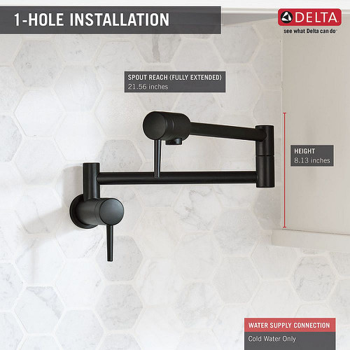 Delta 1165LF-BL Other Contemporary Wall Mount Pot Filler in Matte Black Finish