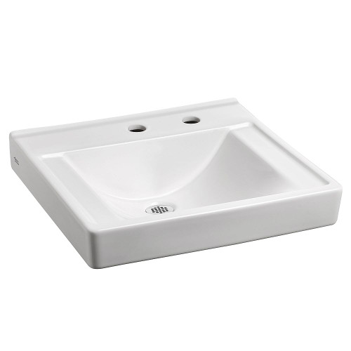 Everclean Wall-Hung Bathroom Sink with Center Hole Only with Right Hand Soap Dispenser Less Overflow in White