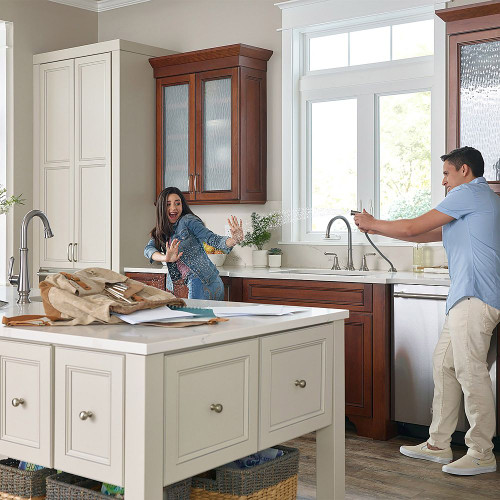 Delancey Widespread Kitchen Faucet in Stainless Steel