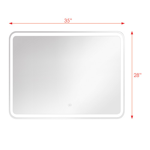 35.43 X 1.18 X 27.56 LED-Backlit Contemporary Mirror with Touch Sensor