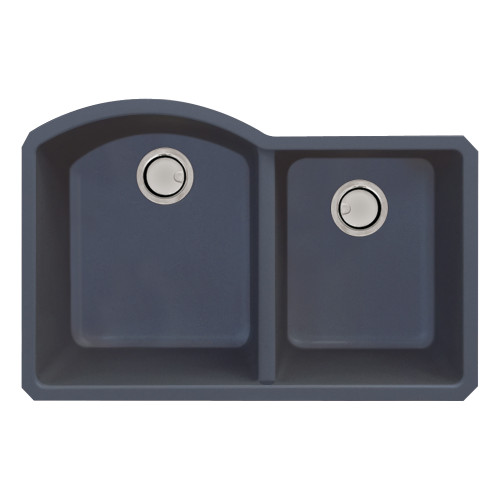 31.375-in x 20.5-in x 9.5-in Granite 1-3/4 D-Shape Double Undermount Kitchen Sink in Grey with Grids, Strainer, Disposer Strainer, Installation Kit