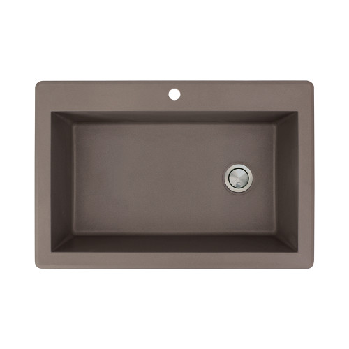 22-in W x 33-in L Granite Super Single Drop-in 1-Hole Kitchen Sink in Espresso with Faucet, Grid, Strainer, Installation Kit