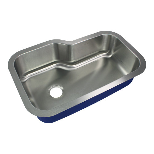 33-in x 22-in x 9-in 16 Gauge Offset Super Single Bowl, Undermount Stainless Steel Kitchen Sink Kit with Grid, Strainer, Installation Kit