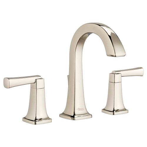 High-Arc Widespread Bathroom Faucet with SC Drain in Polished Nickel