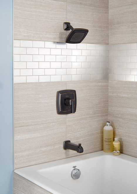 1.8 GPM Square Single Function Water Saving Shower Head in Legacy Bronze