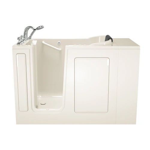 28-in. x 48-in. Walk-in Air Spa and Whirlpool Bathtub with Left-Hand Drain and Tub Faucet in Linen