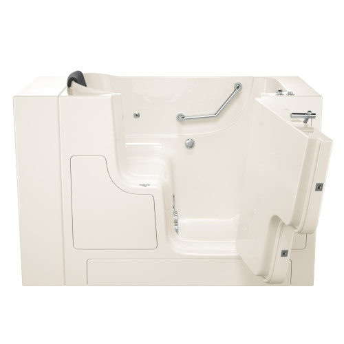 30-in. x 52-in. Outward Opening Door Walk-In Whirlpool Massage Bathtub with Right Door/Drain in Linen