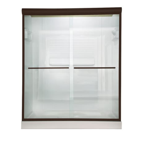 70" Tall Frameless, Bypass, Clear Glass Shower Door for 56" to 60" Width Openings in Oil Rubbed Bronze