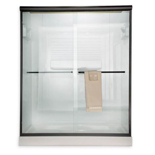 65.5" Tall Frameless, Bypass, Clear Glass Shower Door with Arch Pulls for 44" to 48" Width Openings in Oil Rubbed Bronze