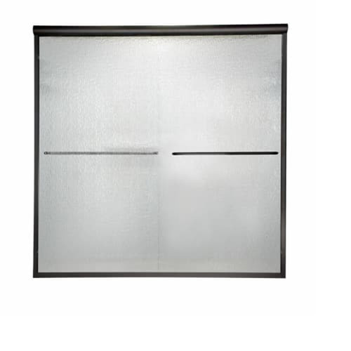 56" Tall Frameless Bypass, Rain Glass Double Sliding Shower Door for 56" to 60" Width Openings in Oil Rubbed Bronze