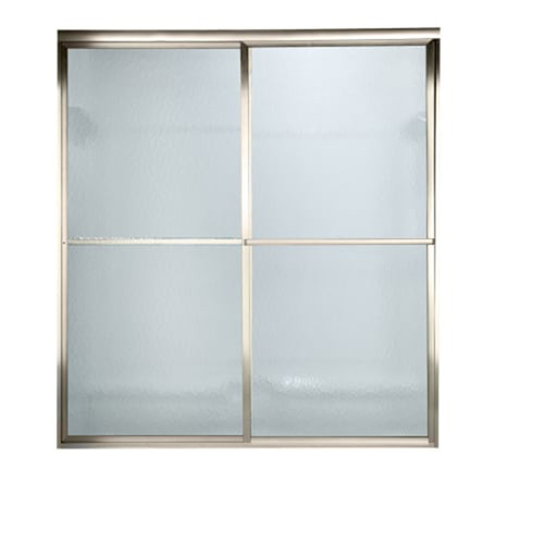 71.5" Tall Framed, Bypass, Hammered Glass Shower Door for 56" to 60" Width Openings in Brushed Nickel