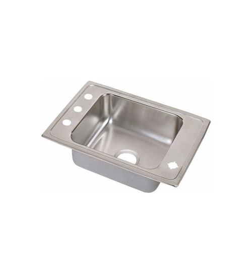 31" x 19-1/2" x 6" 18 Gauge Stainless Steel Single Bowl Drop-in Classroom ADA Sink with Front Right 4 Faucet Holes in Lustrous Satin