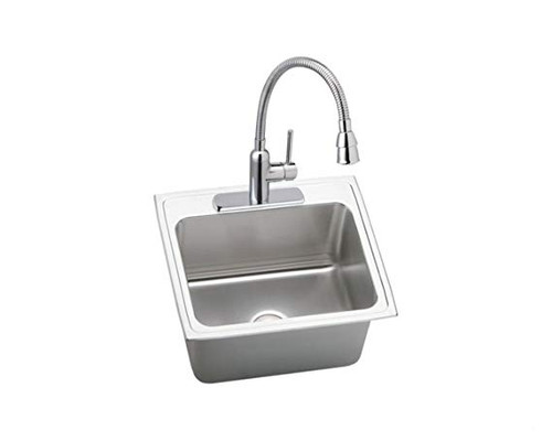 25" x 22" x 12-1/8" 18 Gauge Stainless Steel Single Bowl Drop-in Kitchen Sink and Faucet Kit in Lustrous Satin