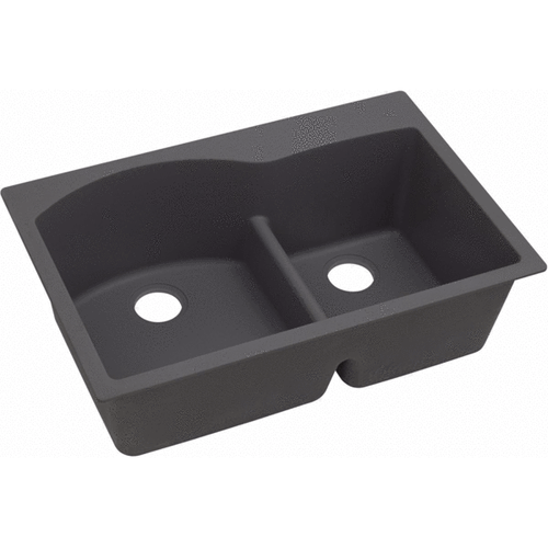 33" x 22" x 10" Quartz Offset 60/40 Double Bowl Drop-in Sink with Aqua Divide in Dusk Gray