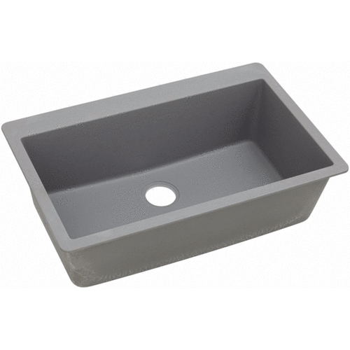 33" x 20-7/8" x 9-7/16" Quartz Single Bowl Drop-in Sink in Greystone