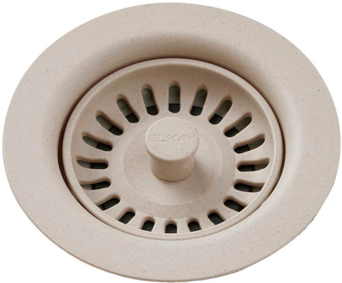 Polymer Drain Fitting with Removable Basket Strainer and Rubber Stopper in Putty