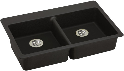 33" x 22" x 5-1/2" Quartz Drop-in ADA Sink with Perfect Drain in Black