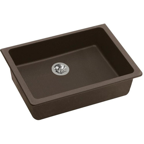 25" x 18-1/2" x 5-1/2" Quartz Single Bowl Undermount ADA Sink with Perfect Drain in Mocha