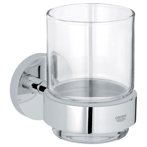 Grohe 40447001 Essentials Crystal Glass with Holder in Starlight Chrome