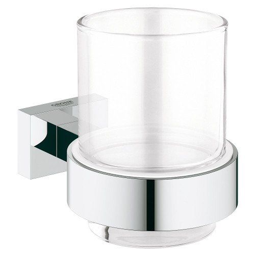 Grohe 40755001 Essentials Cube Crystal Glass with Holder in StarLight Chrome