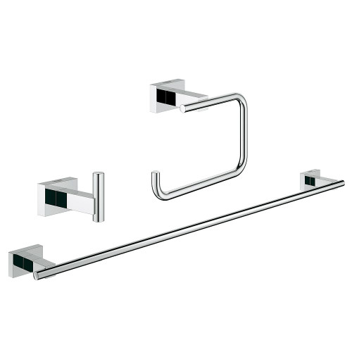 Grohe 40777001 Essentials Cube 3-in-1 Guest Bathroom Accessories Set in StarLight Chrome