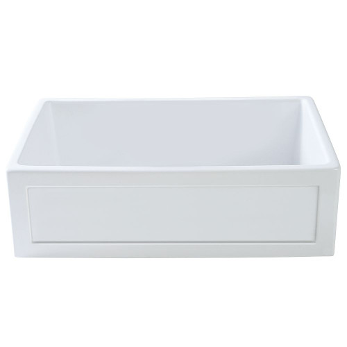Transolid Abilene 30in x 20in Undermount Single Bowl Farmhouse Fireclay Kitchen Sink with Reversible (Country/Plain) Front, in White