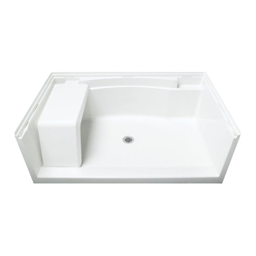 60-in x 36-in Shower Base, Walls and Door Kit, in White/Chrome with Clear Glass