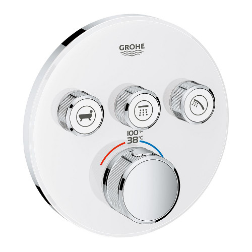 Grohe 29161LS0 Grohtherm SmartControl Triple Function Thermostatic Trim with Control Module in Moon White