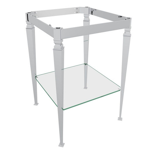 Deco Wash Stand with Glass Shelf in Satin Nickel