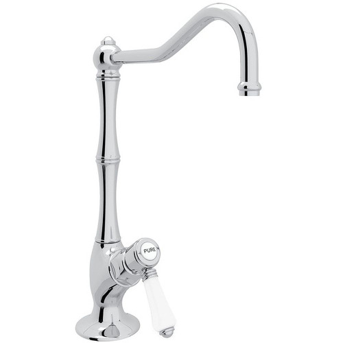 Column Spout Filter Faucet With Mini Porcelain Lever Handle In Polished Chrome