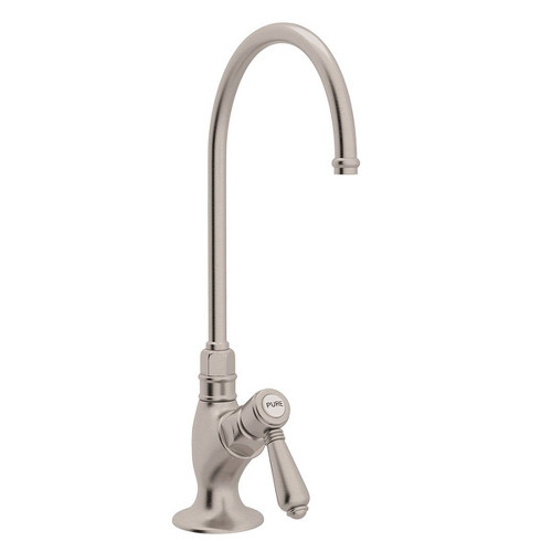 C-Spout Filter Faucet With Mini Metal Lever Handle In Satin Nickel