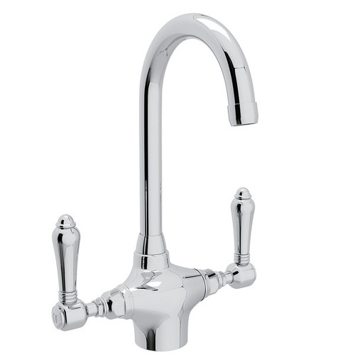 C-Spout Bar/Food Prep Faucet With Metal Lever Handle In Polished Chrome