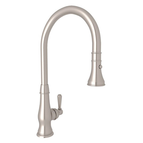 Rohl A3420LMSTN-2 Pull-Down Kitchen Faucet With Metal Lever Handle In Satin Nickel