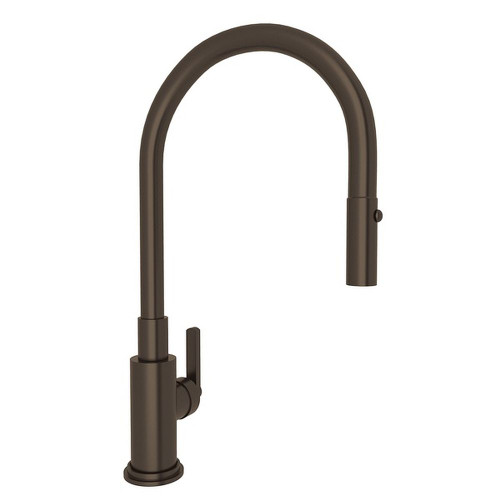 Pull-Down Kitchen Faucet With Metal Lever Handle In Tuscan Brass