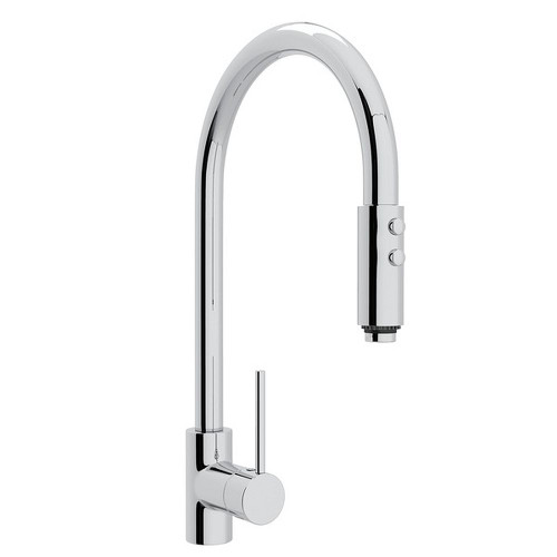 Side Lever Handle Pull-Down High Spout Kitchen Faucet In Polished Chrome