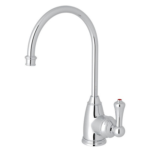 Georgia Era C-Spout Hot Water Faucet With Traditional Metal Lever Handle In Polished Chrome
