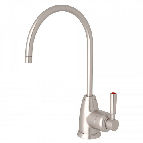 Holborn C-Spout Hot Water Faucet With Contemporary Metal Lever Handle In Satin Nickel